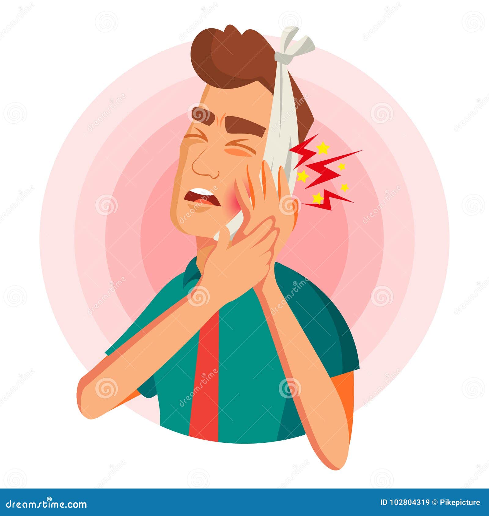 Toothache Concept Vector Unhappy Man With Ache Pain In The Human Body Toothache Concept Vector Unhappy Man With Ache Pain In The Human Body